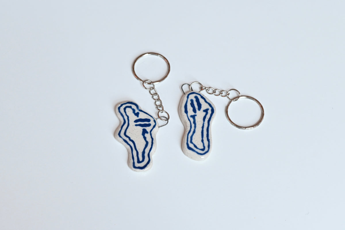 blue smiley key chain