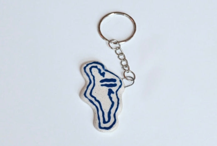 blue smiley key chain